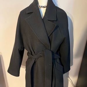 H&M conscious manteco recycled wool black belted cost Sz M